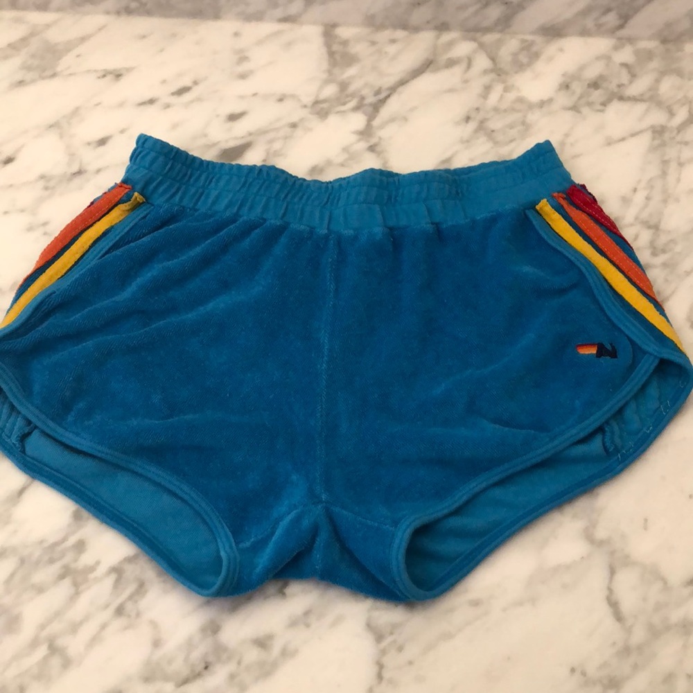 New!! Aviator Nation shorts 4 stripe Blue terry.